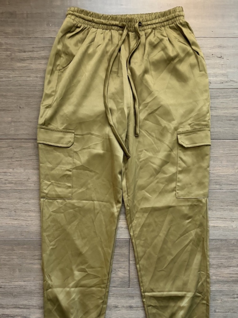 Haute Monde Harmen Women's Pants Small Olive Cargo Joggers Drawstring Ankle